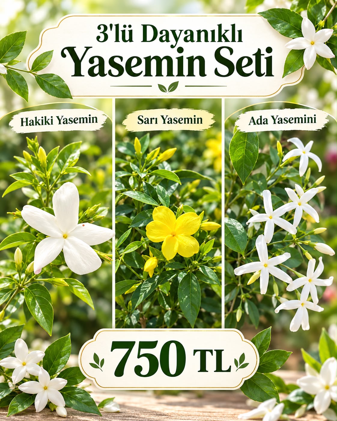 IMG-20261016-WA0007 Dayanıklı Yasemin Seti (Jasminum officinale, Jasminum mesnyi, Trachelospermum jasminoides) - Görsel 1